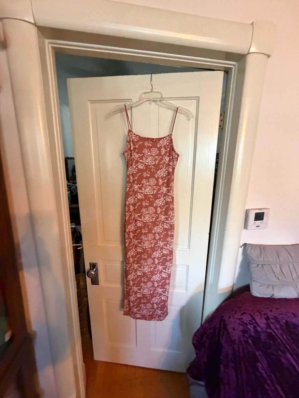 Faded Rose Floral Ribbed Midi Slip Dress
